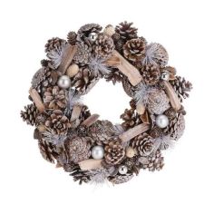 Frosted Pine Cone Wreath - 34cm