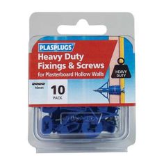 Plasplugs HD Plasterboard Fixings & Screws - 10 Pack