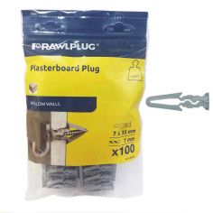 Rawlplug Hollow Walls 7 x 35mm Plasterboard Plugs - Pack Of 100