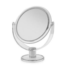 Plastic Blue Canyon Free Standing Large Round Cosmetic Mirror