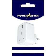 Powermaster Euro (travel) Plug Adaptor with 2 USB Outlets