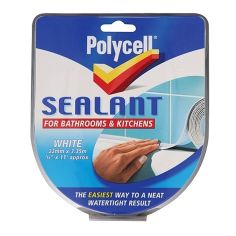 Polycell Sealant Strip Bathroom/Kitchen White 22mm x 3.35m