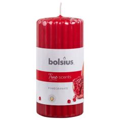 Bolsius Ribbed Pillar Candle - Pomegranate