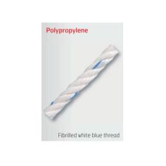 Polypropylene Fibrilled White & Blue Thread Rope