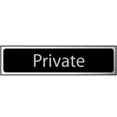 Private - Chrome Black Finish Sign (200mm x 50mm)