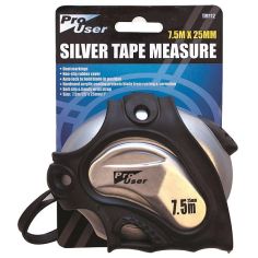 Pro User Silver Auto Lock Tape Measure - 7.5m x 25mm