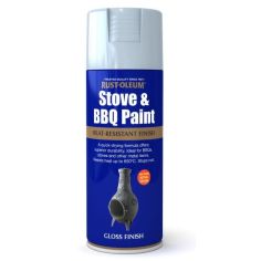 Rust-Oleum Stove & BBQ Spray Paint -  Silver Matt 400ml