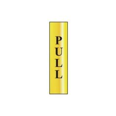 Gold Vertical Reading PULL Sign - 50mmx200mm