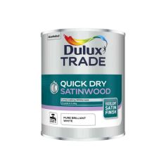Dulux Trade Quick Dry Satinwood Paint (PBW) - Pure Brilliant White - 1L