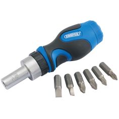 Stubby Ratchet Screwdriver And Bit Set (7 Piece)