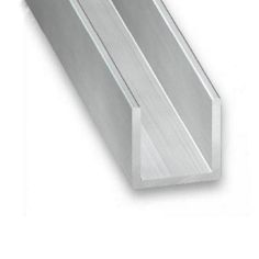 Raw Aluminium U-Shaped Squared Profile - 20mm x 10mm x 1m