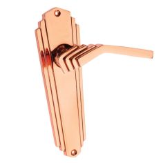 Primalite Rose Copper Art Deco Lever Latch Door Handle - 200mm