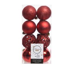 Decoris Season 16pc Shatterproof 60mm Red Baubles 