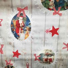 Christmas Star & Santa Oil Cloth / Tablecloth