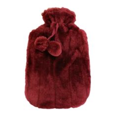 Blue Canyon Hot Water Bottle - With Burgundy Faux Mink Fur Cover