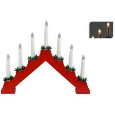 Red Christmas Advent Candlestick With 7 LED lights