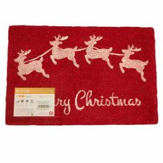 Coco Style Indoor Coir Merry Christmas Reindeer Mat