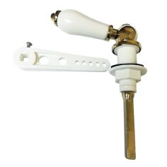 White & Brass Cistern Flush Lever Set
