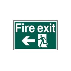 Green PVC Scripted Fire Exit Sign - Direction Pointing Left - 300mmx200mm