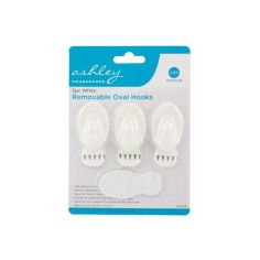 Ashley 3pc White Removable Oval Hooks