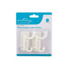 Ashley 2pc White Removable Coat Hooks