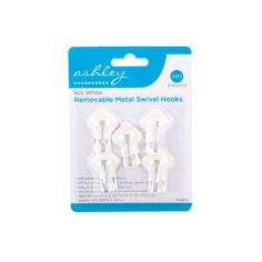 Ashley 5pc White Removable Swivel Hooks