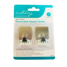 Ashley 2pc Silver Removable Square Hooks