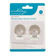 Ashley 2pc Silver Removable Round Hooks
