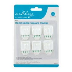 Ashley 6pc White Removable Square Hooks