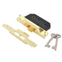 Union Lock 2 Lever Mortice Rebated Sash Lock Electro Brass 65.5mm 2.5in