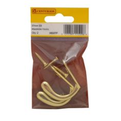 37mm Electro Brassed Die Cast Wardrobe Hooks (Pack of 2)