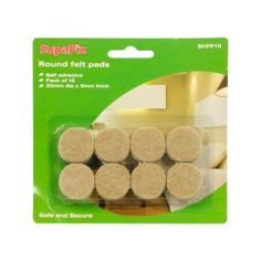 SupaFix Round Self Adhesive Felt Pads - 25mm - Pack of 16