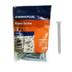 Rawlplug Solid Walls Frame Screw - 7.5 x 72mm - Pack Of 30