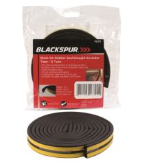 Rubber Seal Draught Excluder Tape D Type - Black 5m
