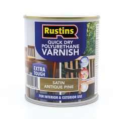 Rustins Quick Drying Polyurethane Varnish Satin Antique Pine 500ml - Extra Tough