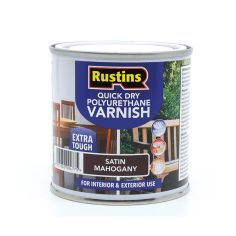 Rustins Quick Drying Polyurethane Varnish Satin Mahogany 250ml - Extra Tough