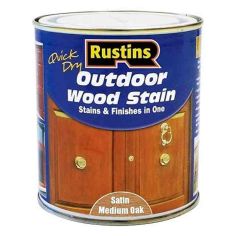 Rustins Quick Dry Outdoor Wood Stain - Satin Medium Oak 1L