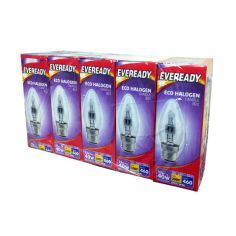 Eveready 33w Eco Halogen Clear Candle B22/ BC Lightbulb  -  Pack Of 10