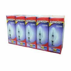 Eveready 30W Halogen Clear Candle SES/ E14 Lightbulb - Pack Of 10