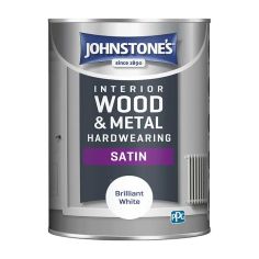 Johnstones Hard Wearing Satin Paint - Brilliant White 1.25L