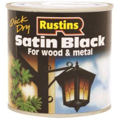 Rustins Quick Dry Black Paint Satin - 1 litre