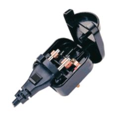 Schuko UK 3 Pin Plug - Black (2 Pin to 3 Pin)