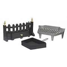16" Solid fuel fire front set