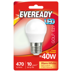 Eveready 6W (40W) E27 LED Golf Ball 470 Lumens