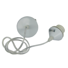 White Ceiling Plate Clear Flex E27 Bulb Holder