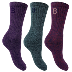 Ladies All Terrain Purple Mix Socks 3 Pairs U.K. Size 4-7