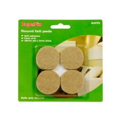 SupaFix Round Self Adhesive Felt Pads - 38mm - Pack of 8