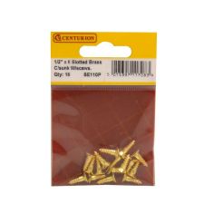 Centurion 1/2 x 6 Slotted Countersunk Brass Woodscrews - Pack Of 16