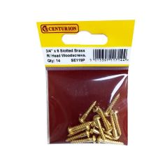 Centurion 3/4 x 6 Slotted Brass Round Head Woodscrews - Pack Of 14