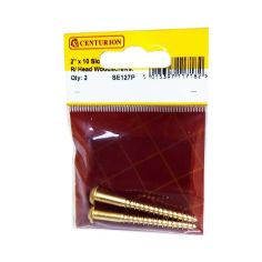 Centurion 2 x 10 Slotted Brass Round Head Woodscrews - Pack Of 2